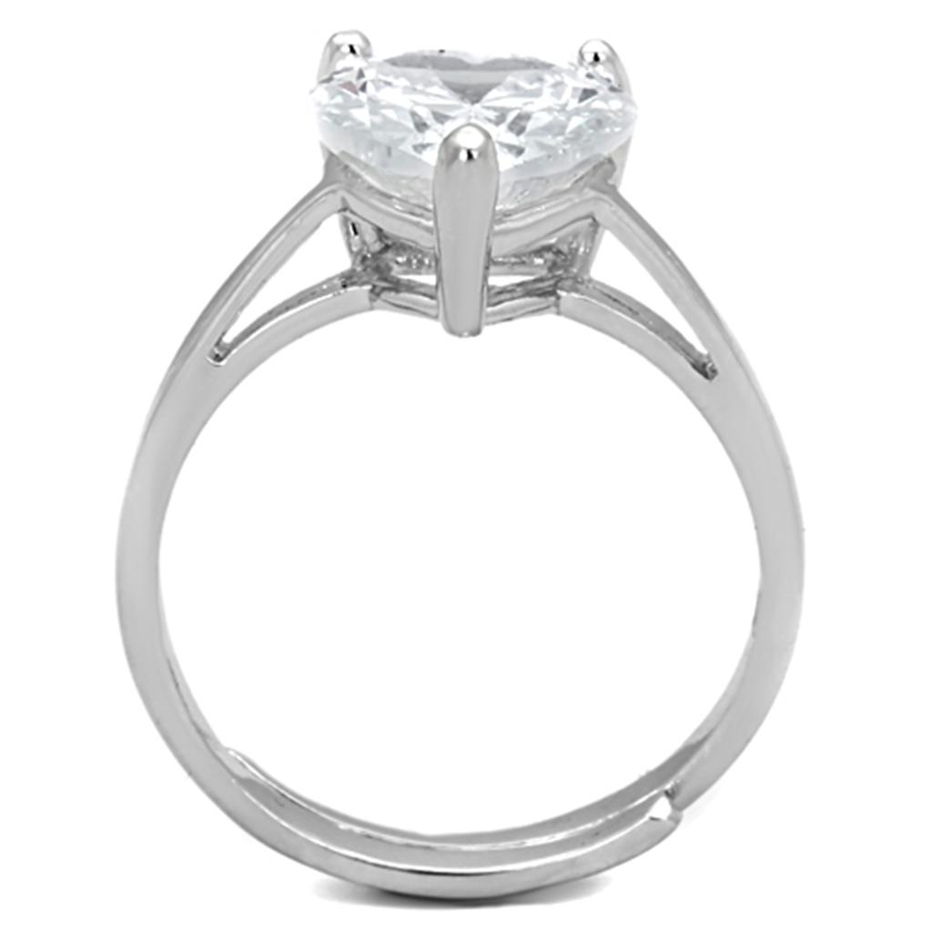 3W776 - Rhodium Brass Ring with AAA Grade CZ in Clear