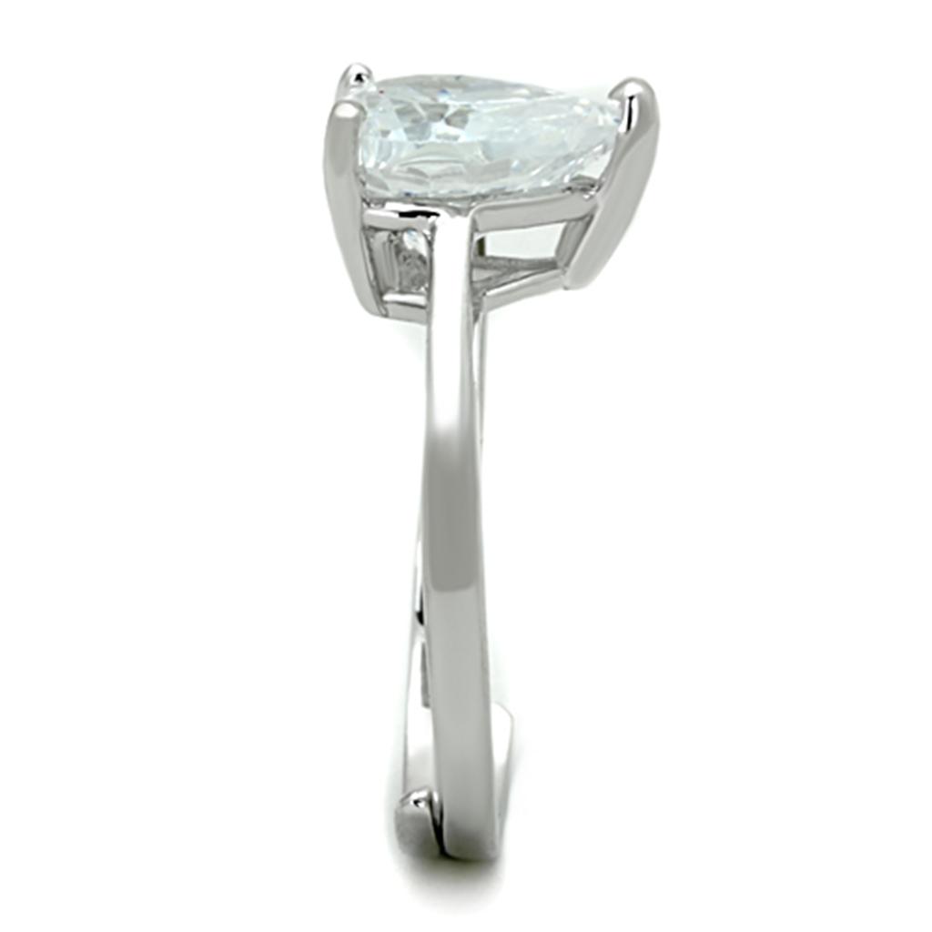 3W776 - Rhodium Brass Ring with AAA Grade CZ in Clear