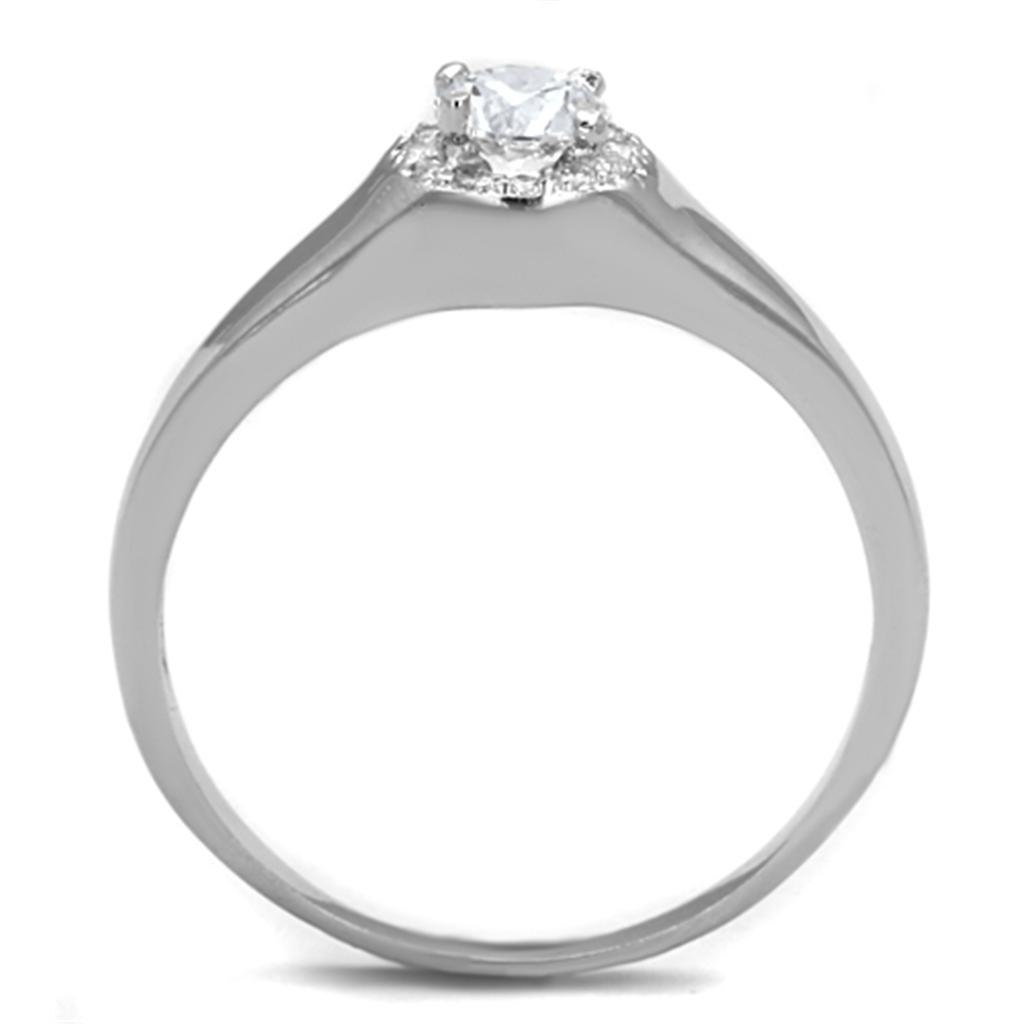 3W780 - Rhodium Brass Ring with AAA Grade CZ in Clear