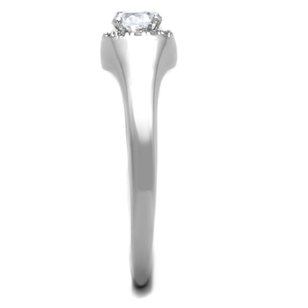 3W780 - Rhodium Brass Ring with AAA Grade CZ in Clear