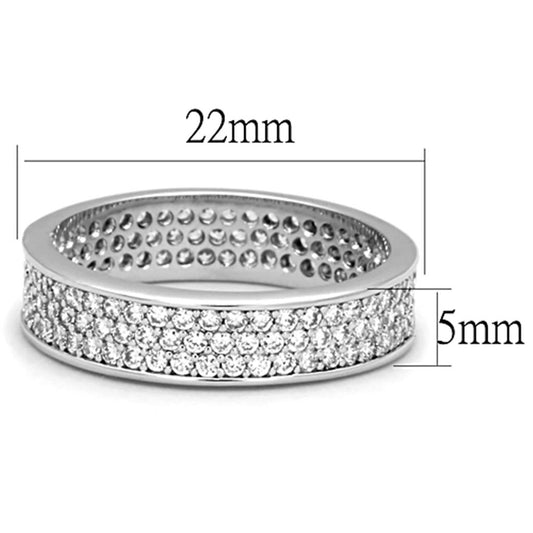 3W781 - Rhodium Brass Ring with AAA Grade CZ in Clear