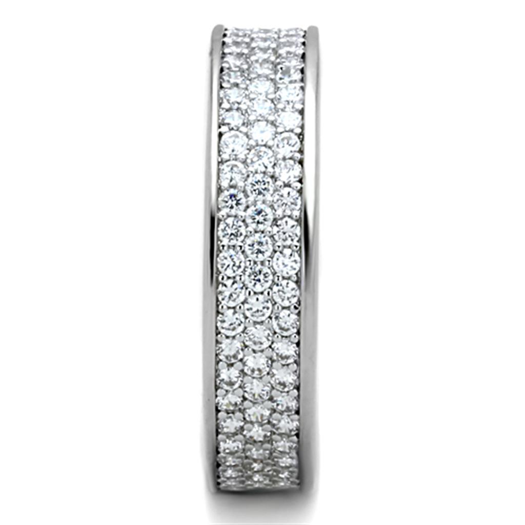 3W781 - Rhodium Brass Ring with AAA Grade CZ in Clear