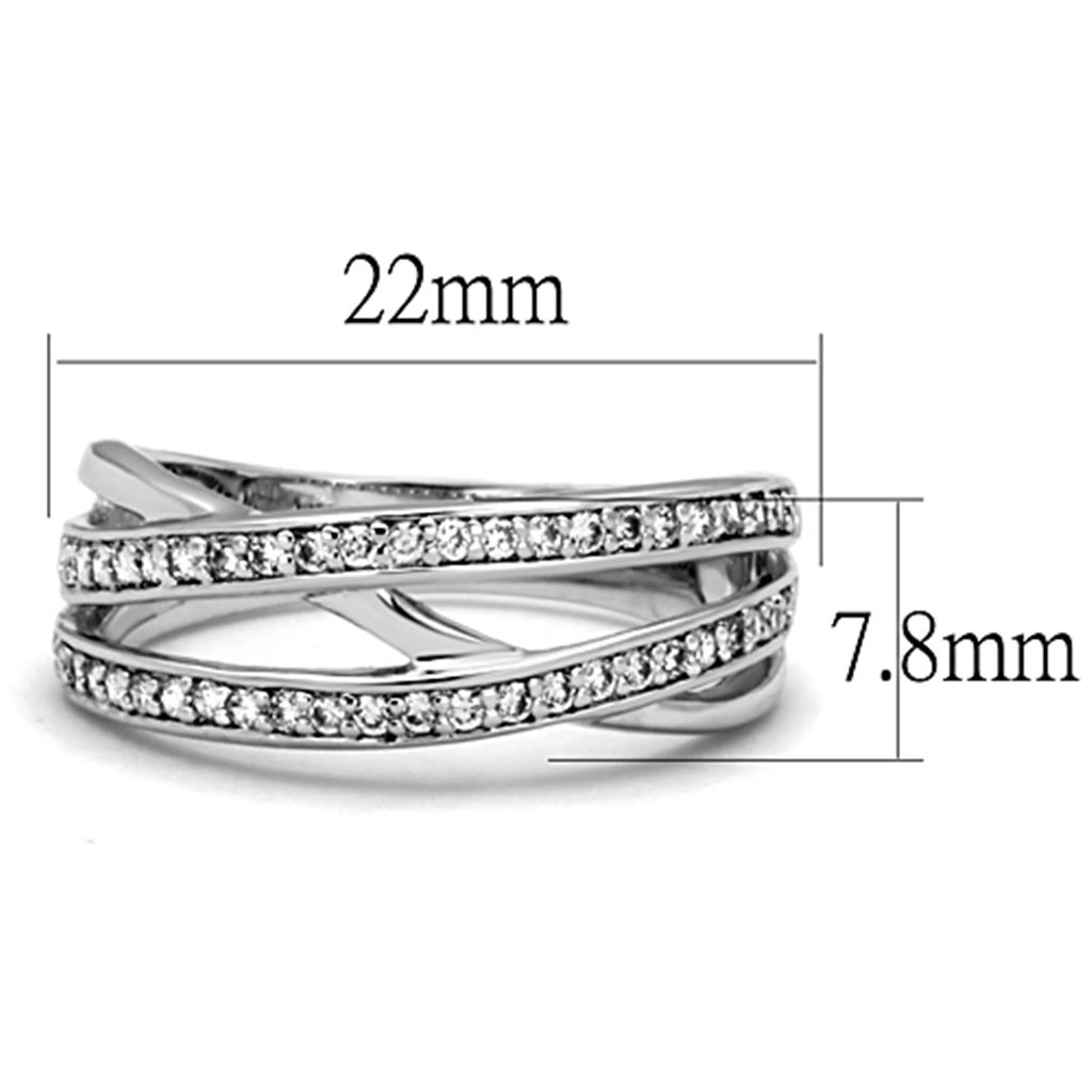 3W782 - Rhodium Brass Ring with AAA Grade CZ in Clear