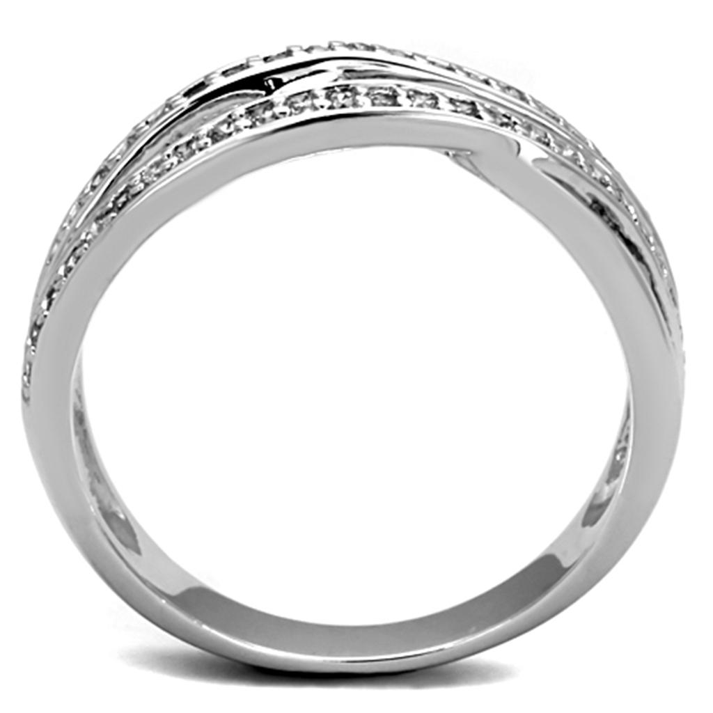 3W782 - Rhodium Brass Ring with AAA Grade CZ in Clear
