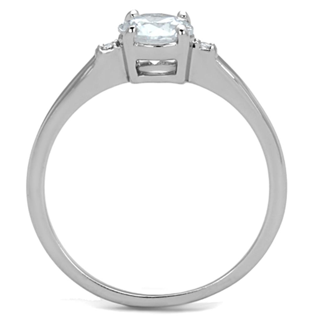 3W786 - Rhodium Brass Ring with AAA Grade CZ in Clear