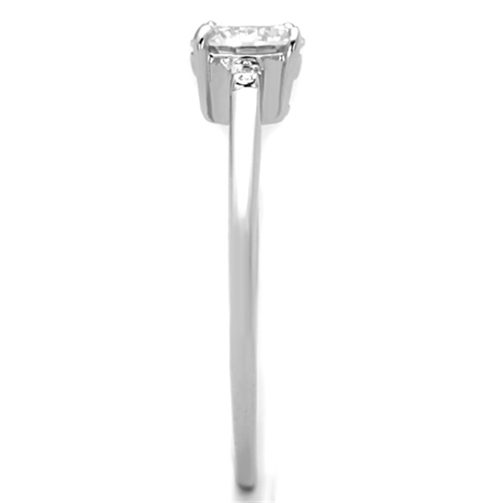 3W786 - Rhodium Brass Ring with AAA Grade CZ in Clear