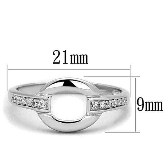 3W790 - Rhodium Brass Ring with AAA Grade CZ in Clear
