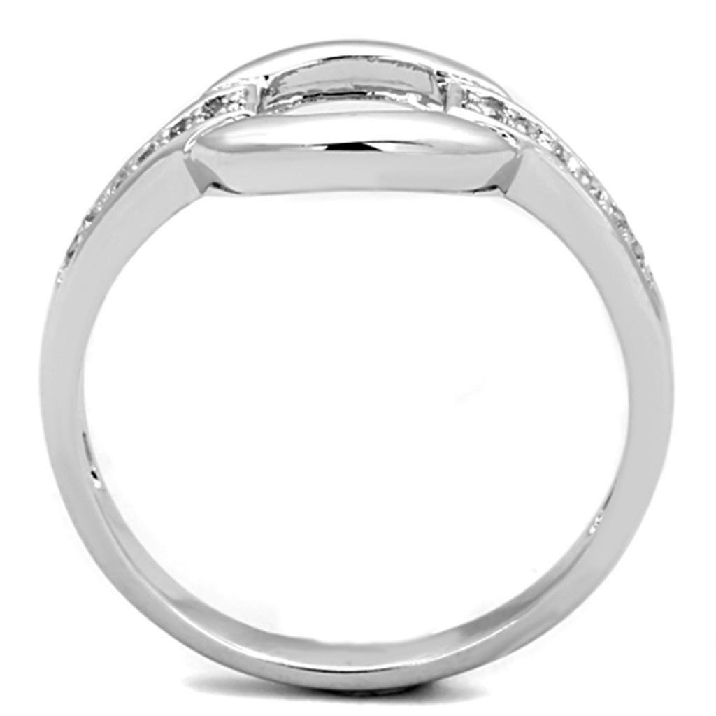 3W790 - Rhodium Brass Ring with AAA Grade CZ in Clear