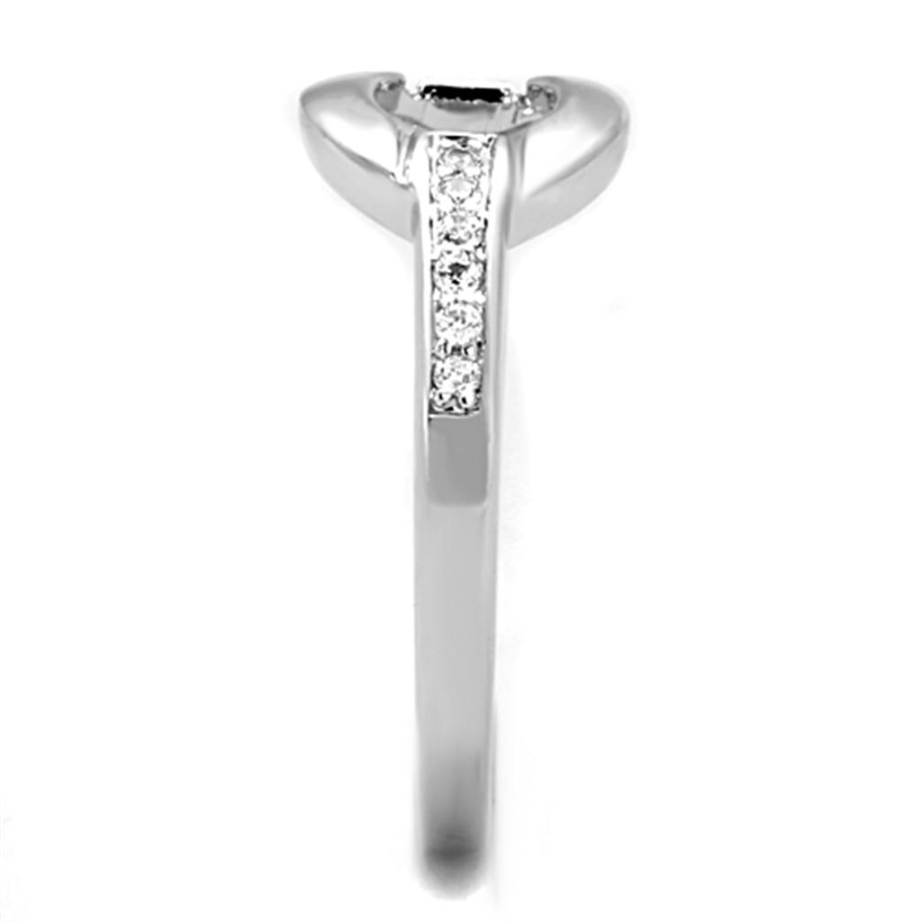 3W790 - Rhodium Brass Ring with AAA Grade CZ in Clear