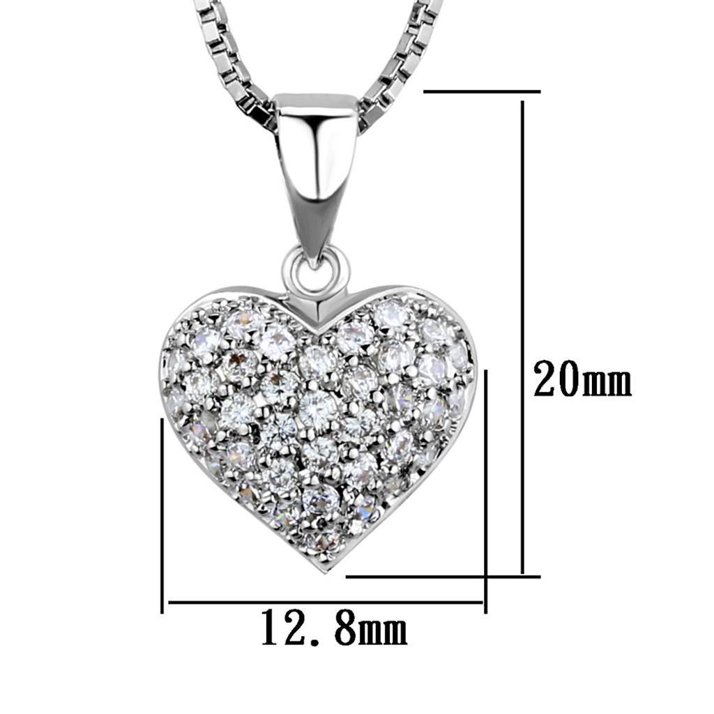 3W793 - Rhodium Brass Chain Pendant with AAA Grade CZ in Clear