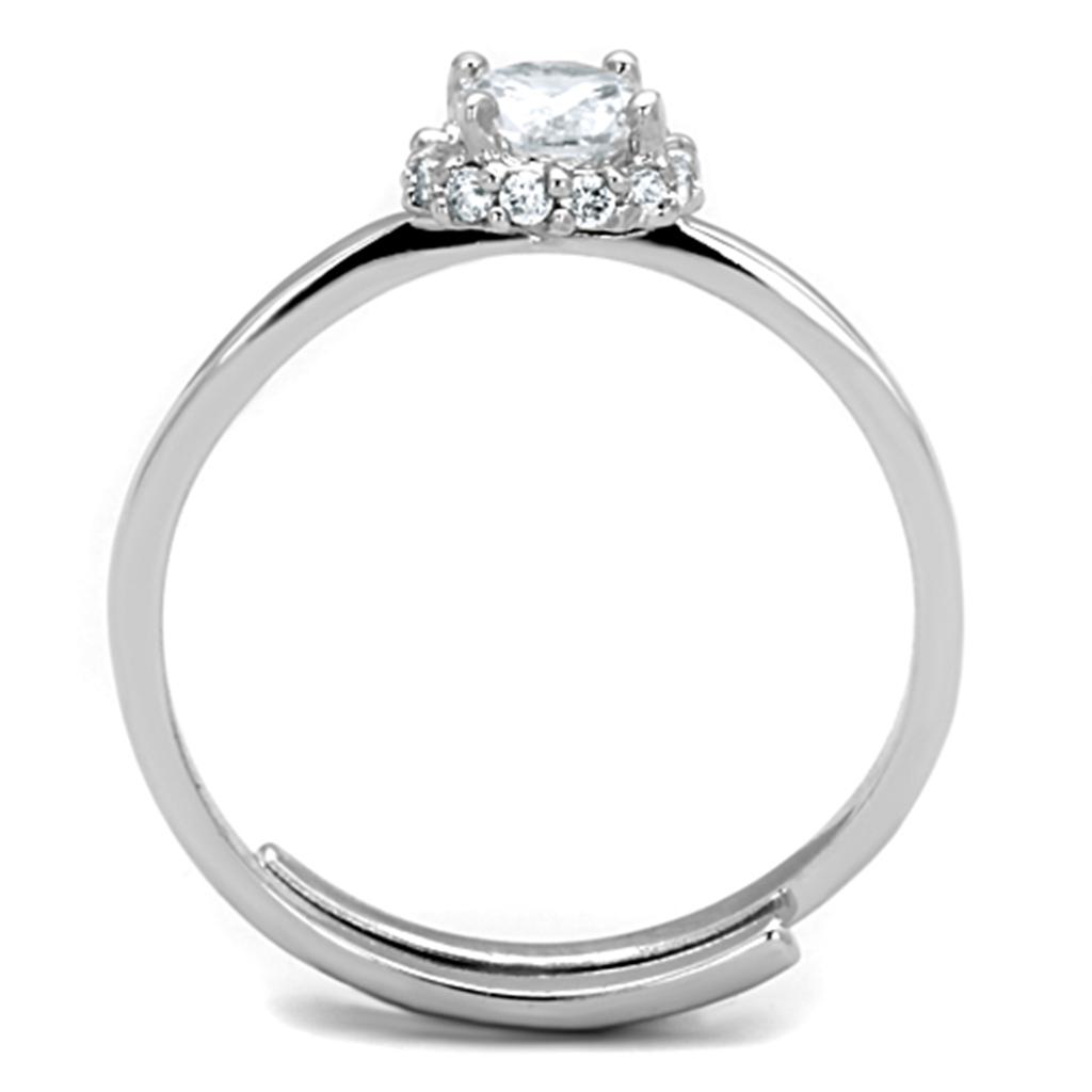 3W795 - Rhodium Brass Ring with AAA Grade CZ in Clear