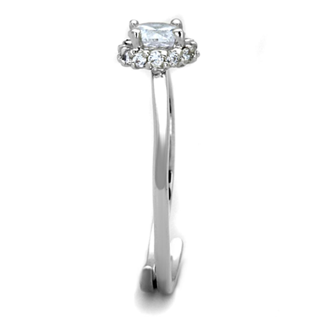 3W795 - Rhodium Brass Ring with AAA Grade CZ in Clear