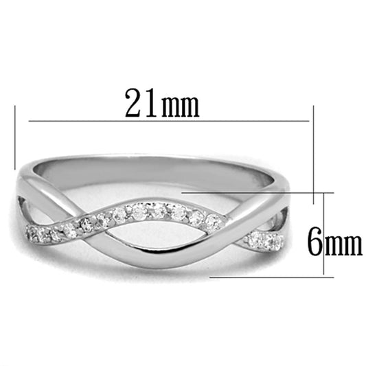 3W796 - Rhodium Brass Ring with AAA Grade CZ in Clear