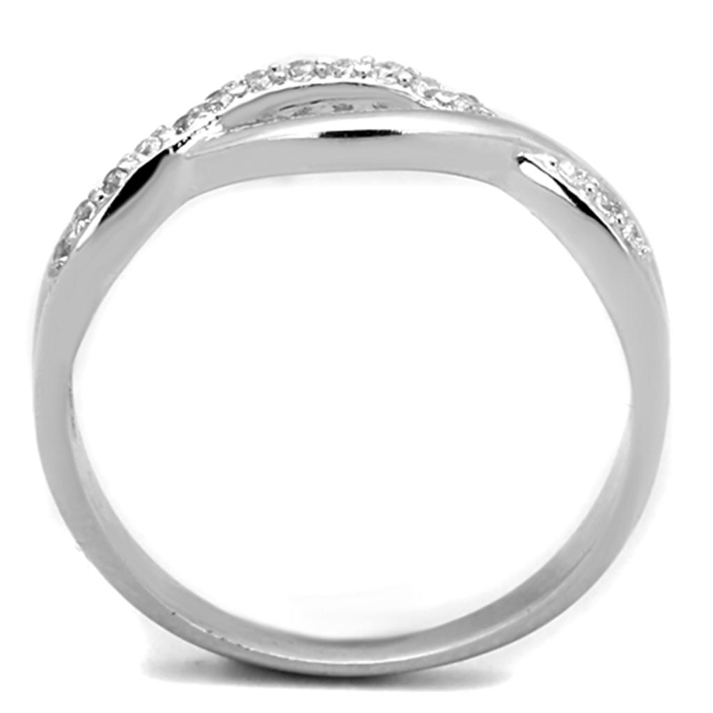 3W796 - Rhodium Brass Ring with AAA Grade CZ in Clear