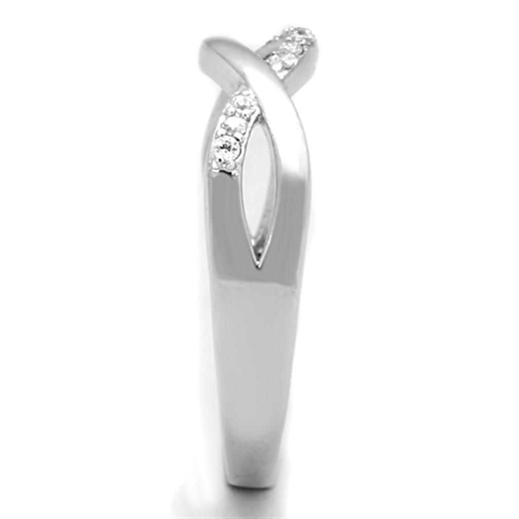 3W796 - Rhodium Brass Ring with AAA Grade CZ in Clear
