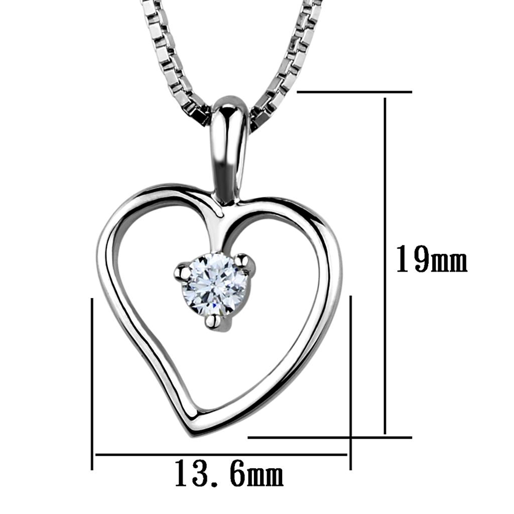 3W797 - Rhodium Brass Chain Pendant with AAA Grade CZ in Clear