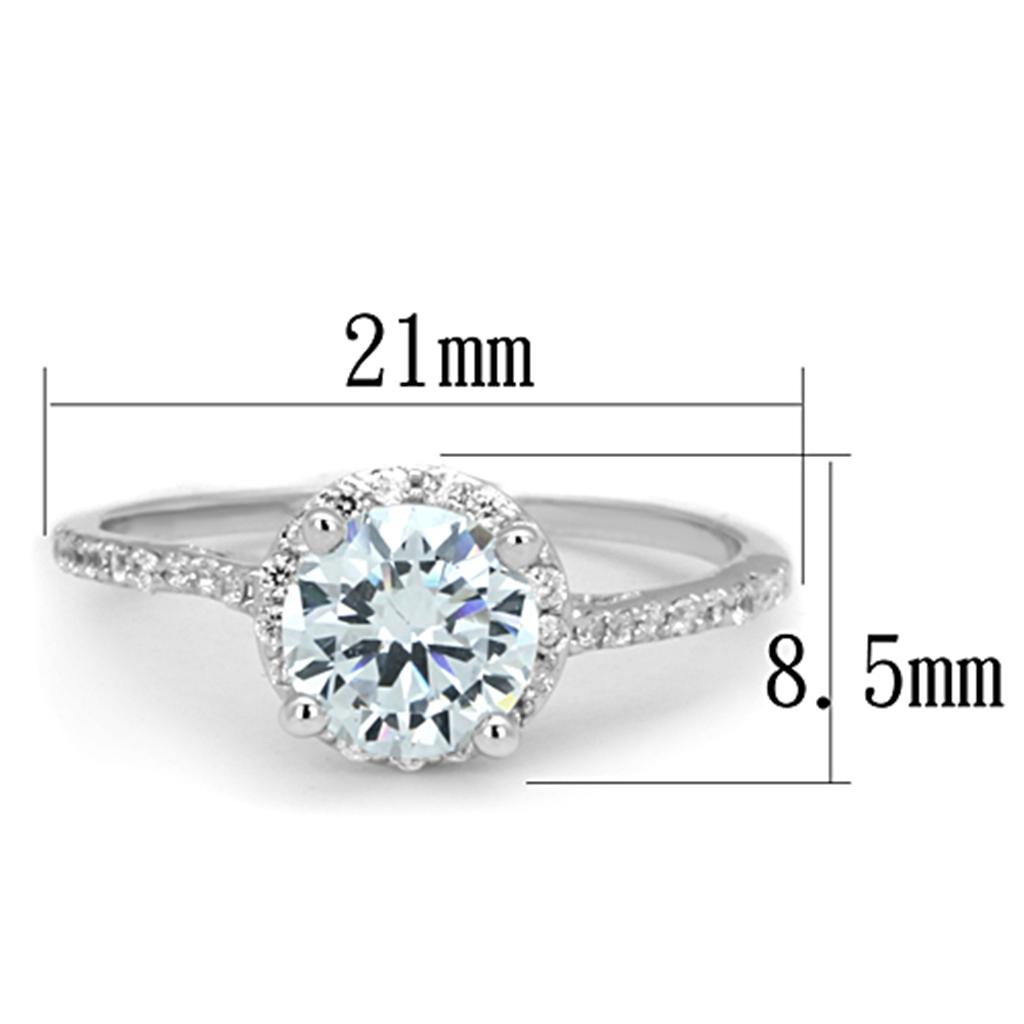 3W801 - Rhodium Brass Ring with AAA Grade CZ in Clear