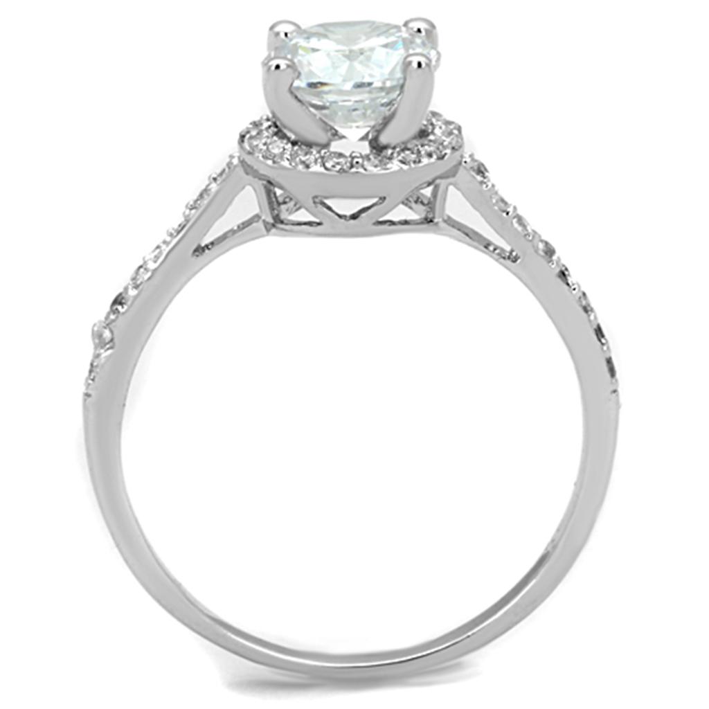 3W801 - Rhodium Brass Ring with AAA Grade CZ in Clear