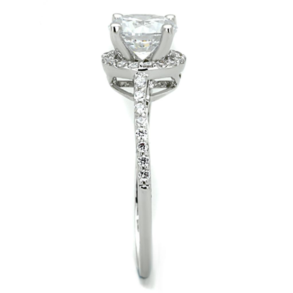 3W801 - Rhodium Brass Ring with AAA Grade CZ in Clear