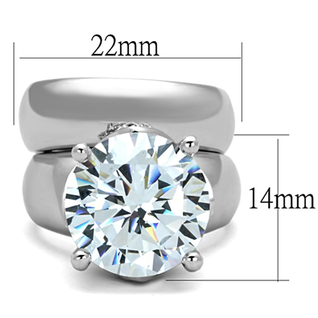 3W802 - Rhodium Brass Ring with AAA Grade CZ in Clear