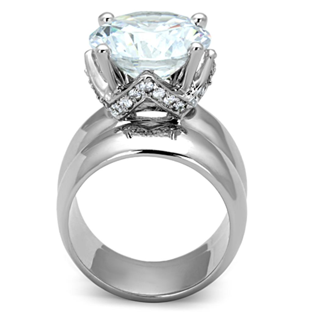 3W802 - Rhodium Brass Ring with AAA Grade CZ in Clear