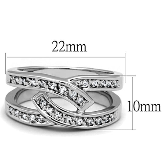 3W806 - Rhodium Brass Ring with AAA Grade CZ in Clear