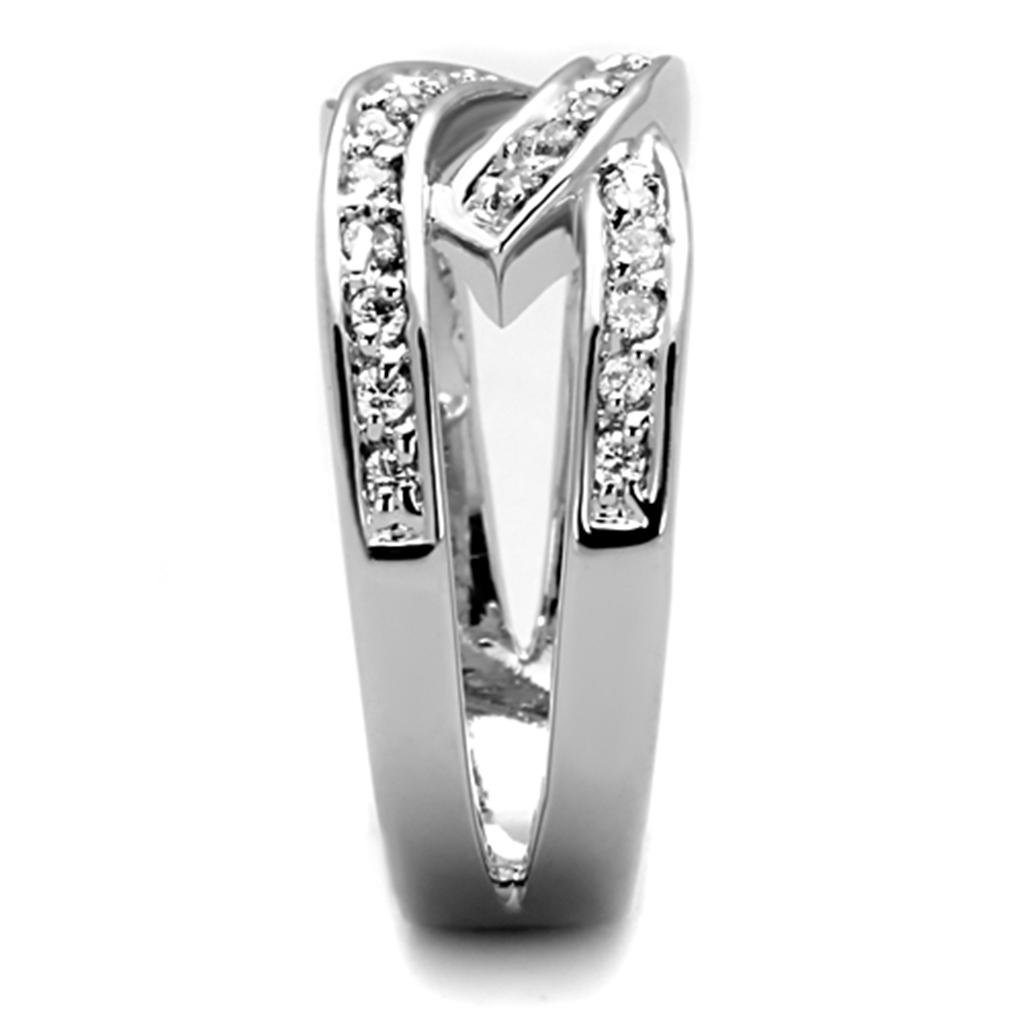 3W806 - Rhodium Brass Ring with AAA Grade CZ in Clear