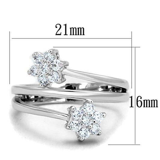 3W810 - Rhodium Brass Ring with AAA Grade CZ in Clear
