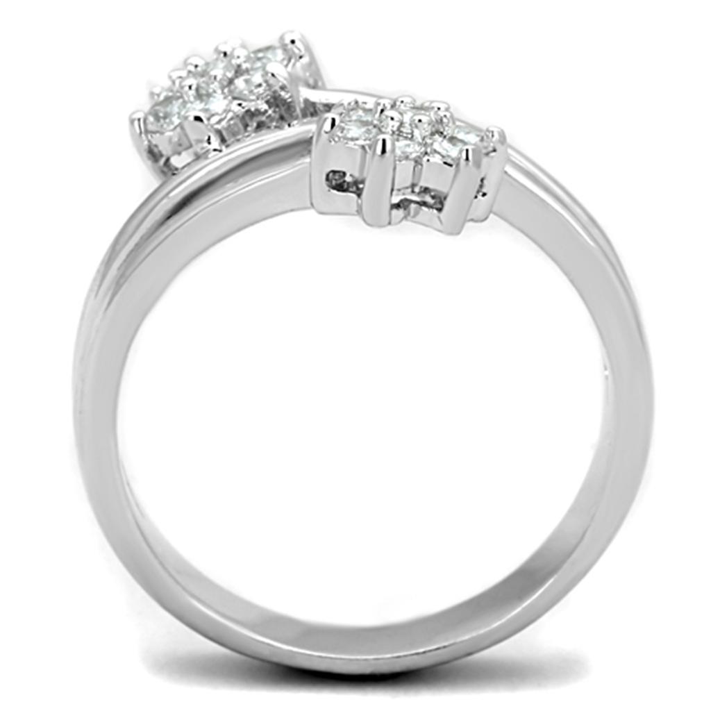 3W810 - Rhodium Brass Ring with AAA Grade CZ in Clear