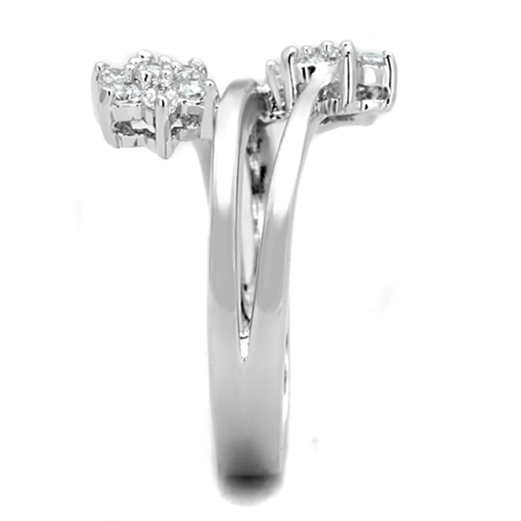 3W810 - Rhodium Brass Ring with AAA Grade CZ in Clear