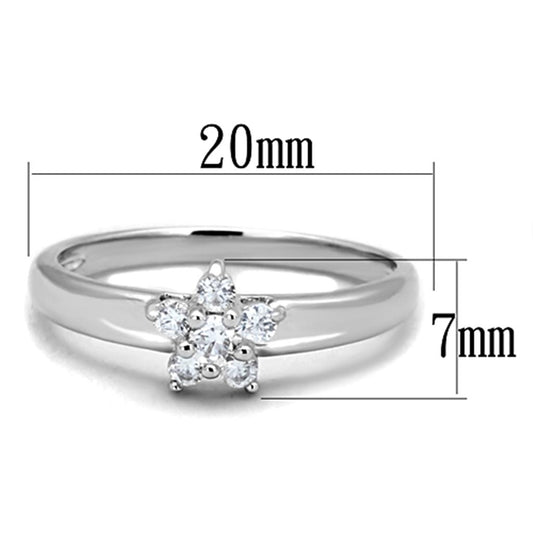 3W814 - Rhodium Brass Ring with AAA Grade CZ in Clear