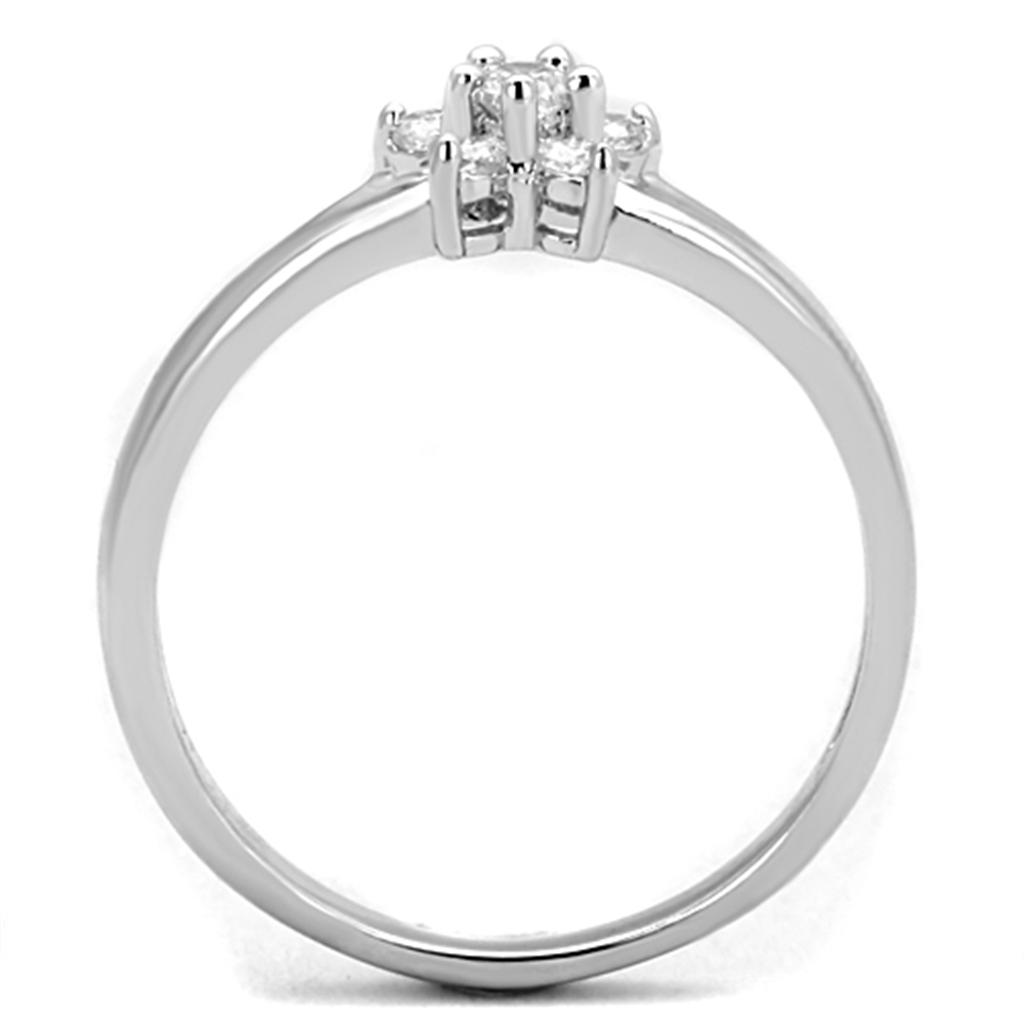 3W814 - Rhodium Brass Ring with AAA Grade CZ in Clear