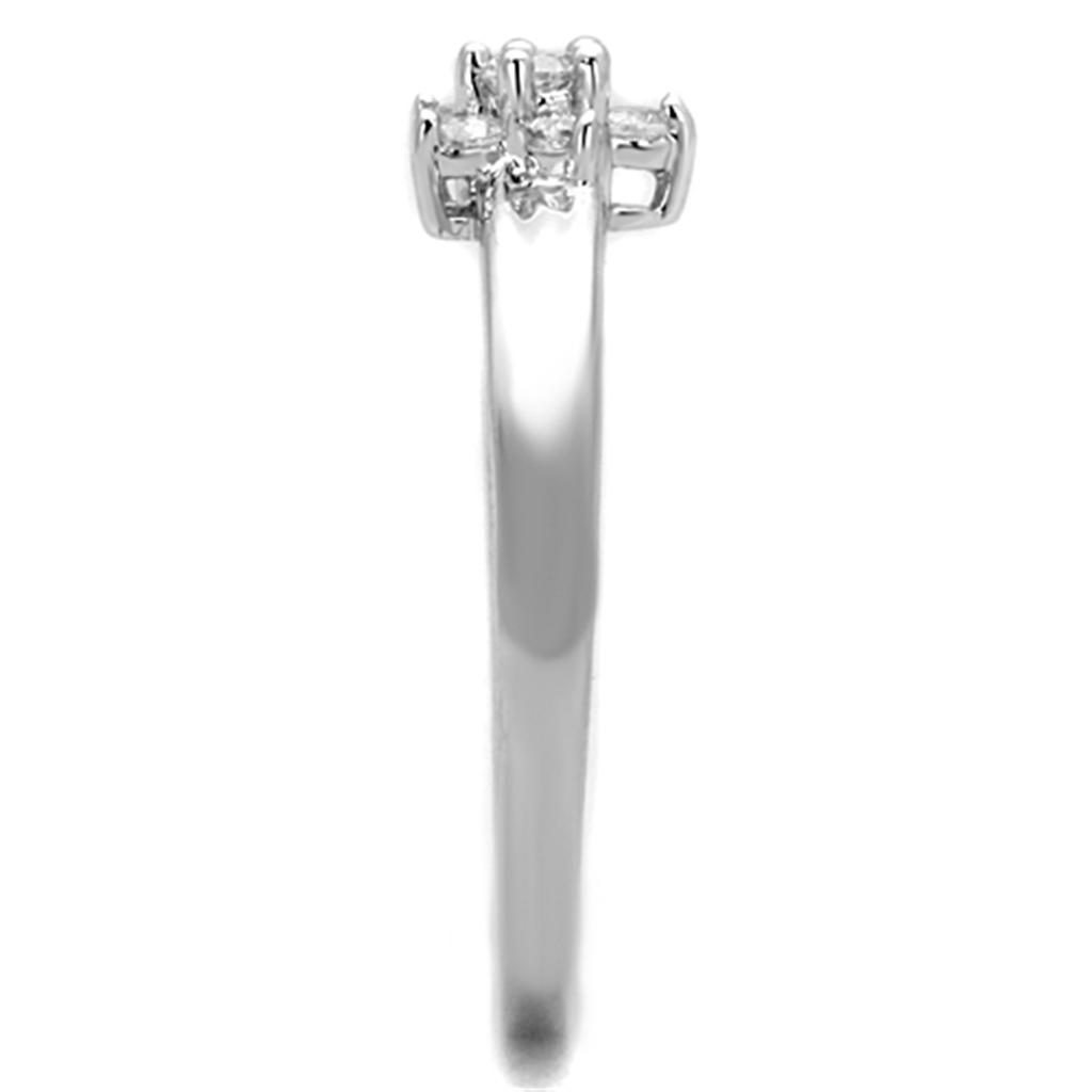 3W814 - Rhodium Brass Ring with AAA Grade CZ in Clear