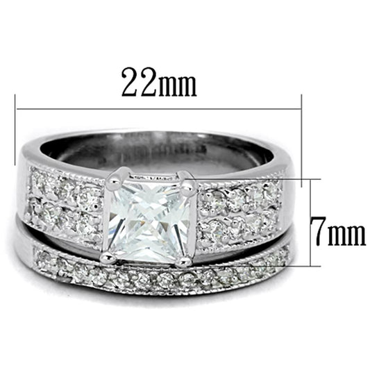 3W817 - Rhodium Brass Ring with AAA Grade CZ in Clear