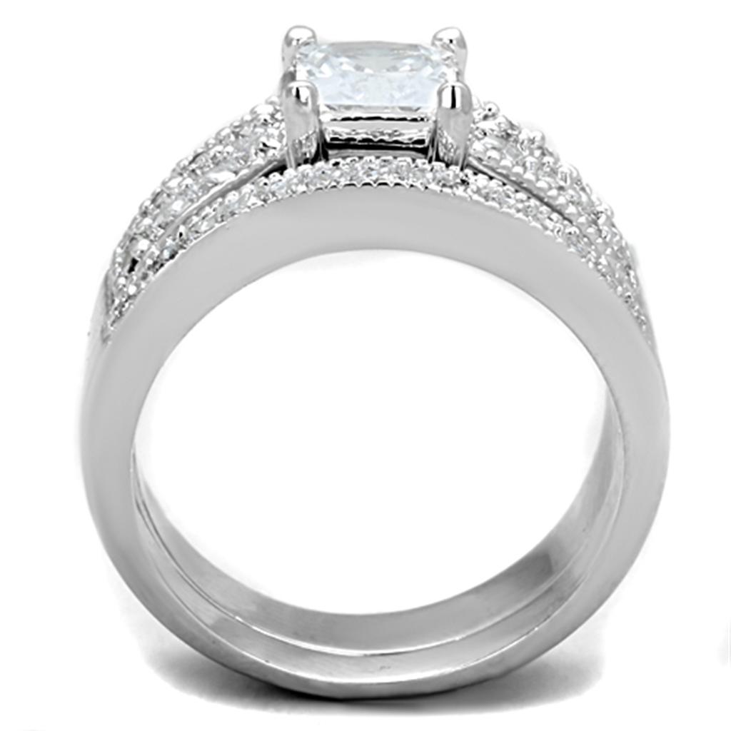 3W817 - Rhodium Brass Ring with AAA Grade CZ in Clear