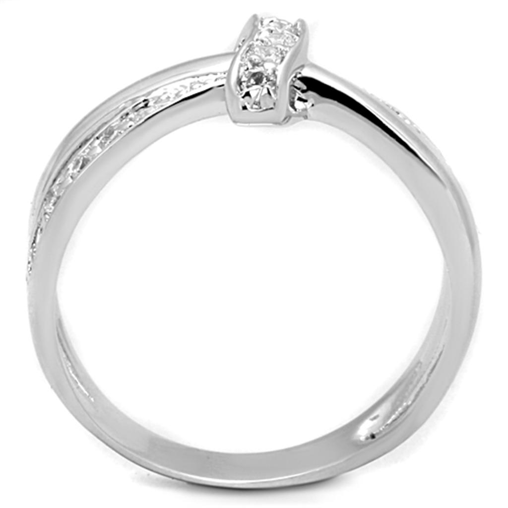 3W819 - Rhodium Brass Ring with AAA Grade CZ in Clear