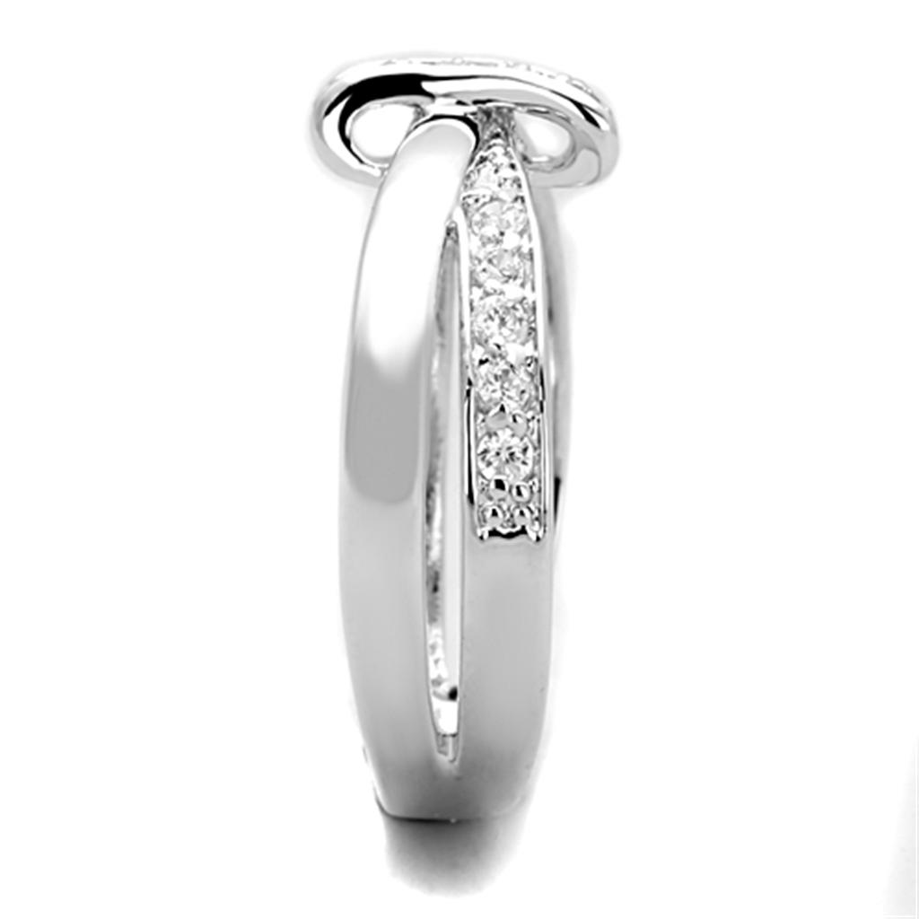 3W819 - Rhodium Brass Ring with AAA Grade CZ in Clear