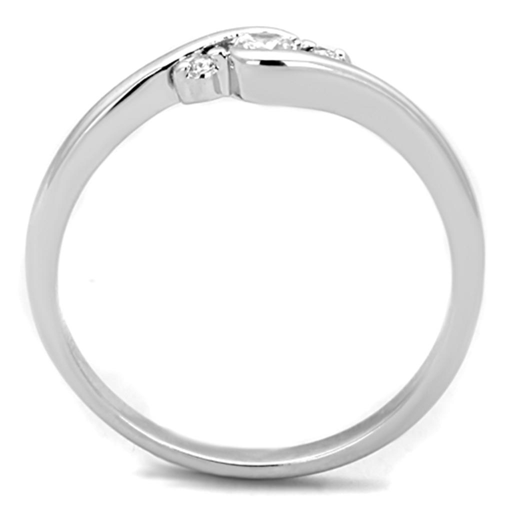 3W822 - Rhodium Brass Ring with AAA Grade CZ in Clear