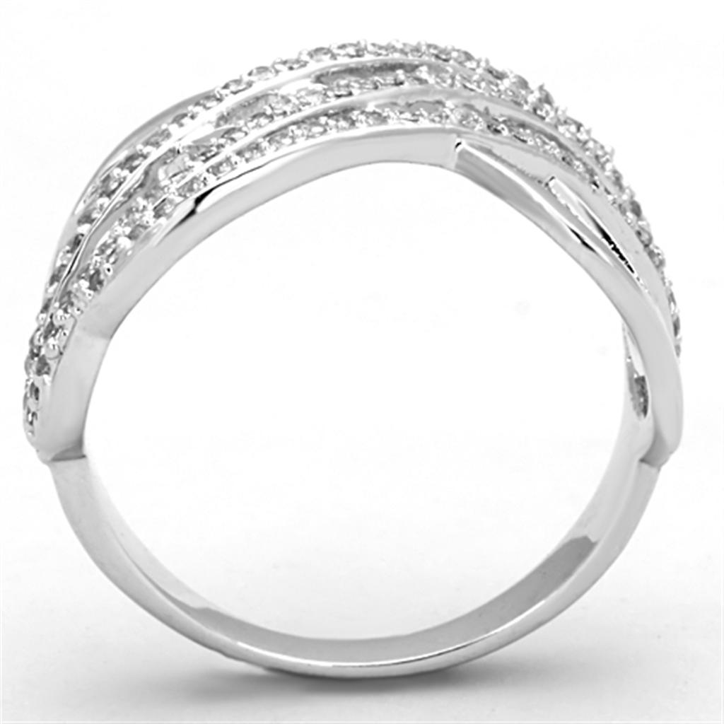 3W823 - Rhodium Brass Ring with AAA Grade CZ in Clear