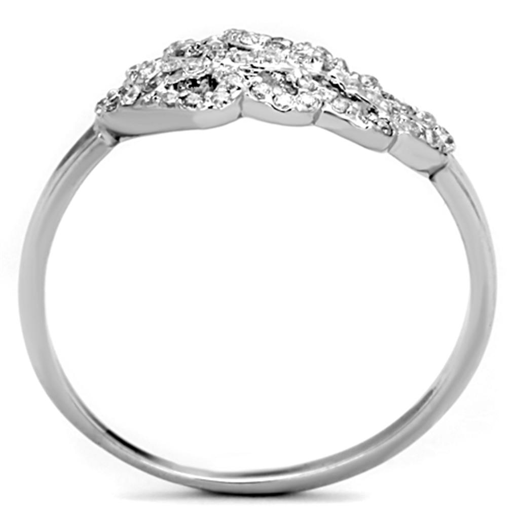 3W824 - Rhodium Brass Ring with AAA Grade CZ in Clear