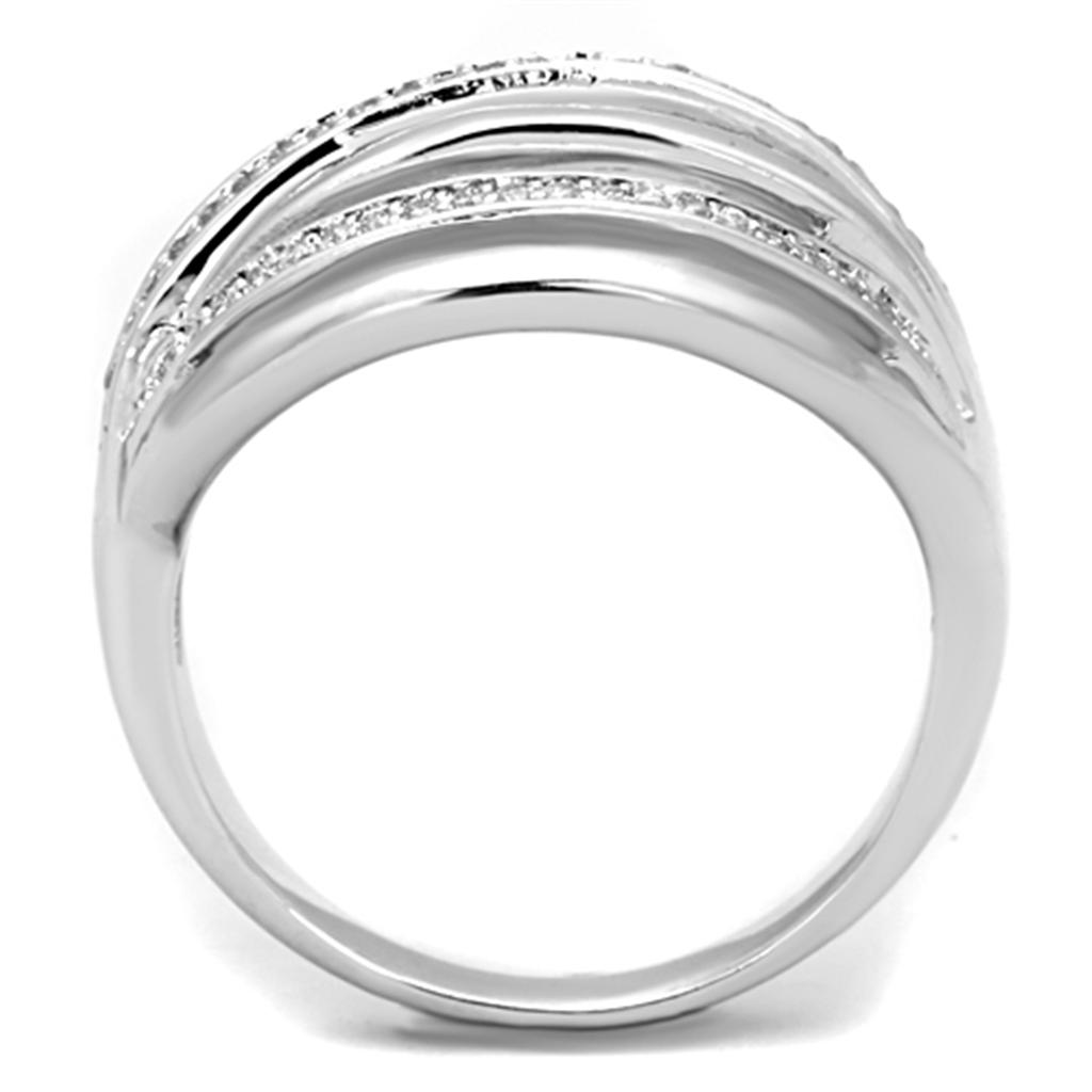 3W828 - Rhodium Brass Ring with AAA Grade CZ in Clear