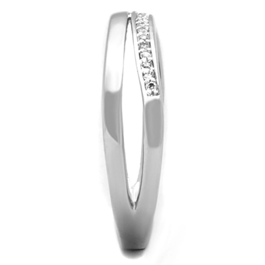 3W829 - Rhodium Brass Ring with AAA Grade CZ in Clear