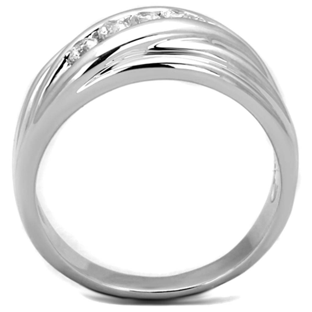 3W830 - Rhodium Brass Ring with AAA Grade CZ in Clear