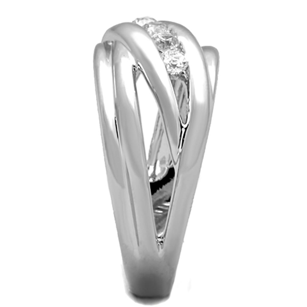 3W830 - Rhodium Brass Ring with AAA Grade CZ in Clear