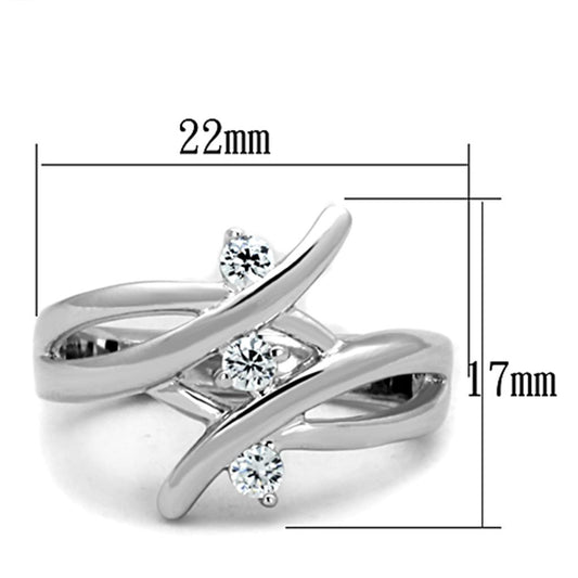 3W833 - Rhodium Brass Ring with AAA Grade CZ in Clear