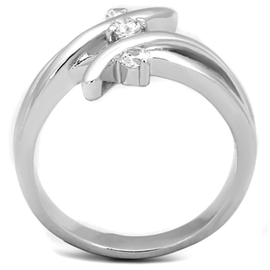 3W833 - Rhodium Brass Ring with AAA Grade CZ in Clear