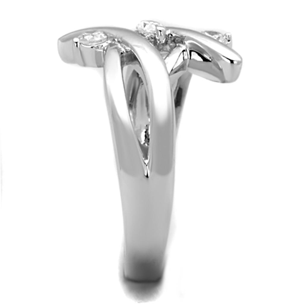 3W833 - Rhodium Brass Ring with AAA Grade CZ in Clear
