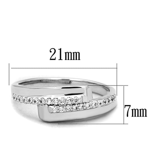 3W835 - Rhodium Brass Ring with AAA Grade CZ in Clear
