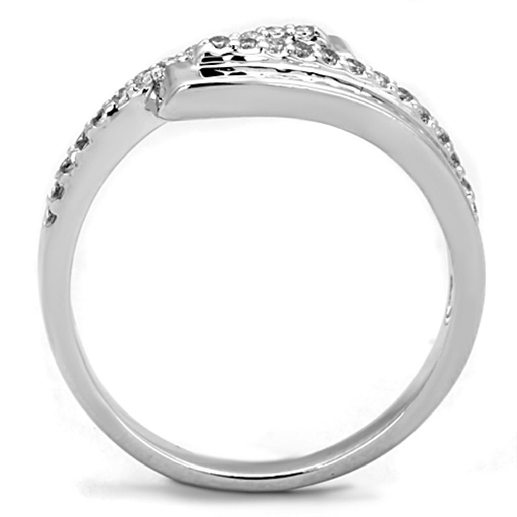 3W835 - Rhodium Brass Ring with AAA Grade CZ in Clear