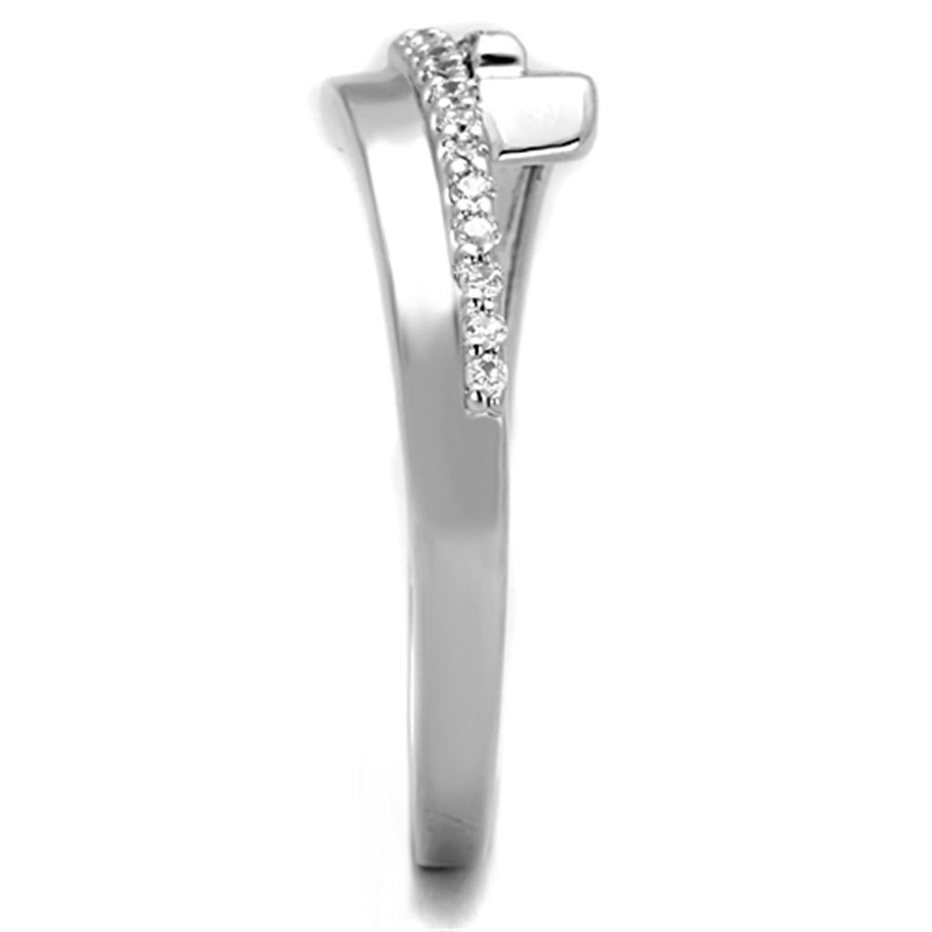 3W835 - Rhodium Brass Ring with AAA Grade CZ in Clear